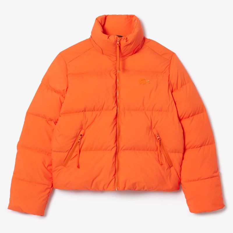 Image of Lacoste Relaxed-Fit Hooded Down Jacket Orange female 12