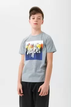 Image of HYPE BOYS GREY Union DRIPS SQUARE T-SHIRT