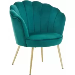 Image of Ovala Emerald Green Velvet Scalloped Chair - Premier Housewares