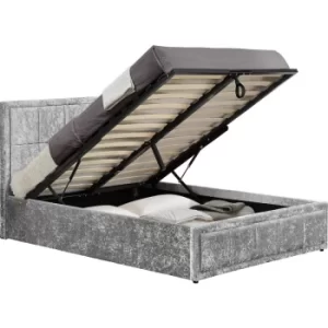 Image of 120cm Hannover Fabric Ottoman Bed Steel Crushed Velvet