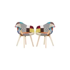 Image of Tulip Patchwork Tub Dining Chair - Set of 2 - Multicoloured - Multi