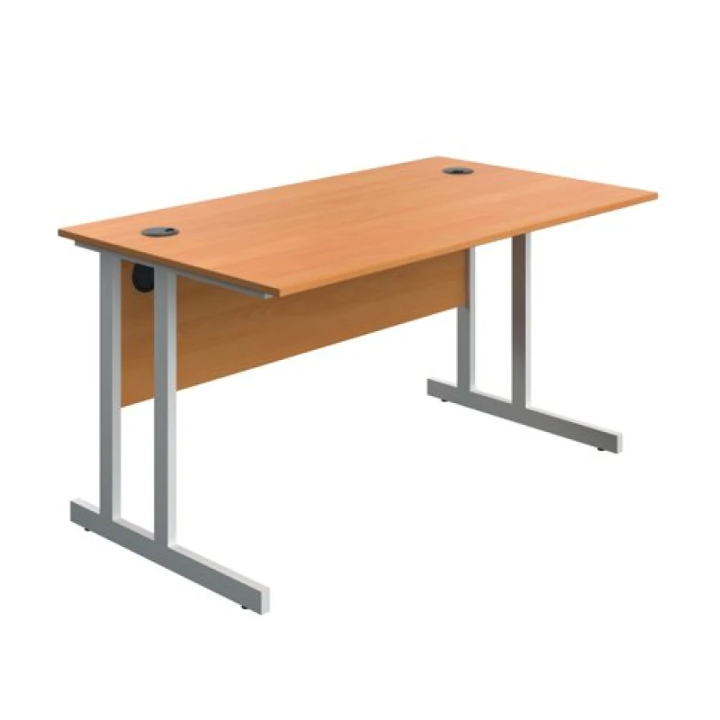 Image of Serrion Twin Upright Desk 1400x800x730mm Beech/White KF800298