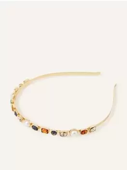 Image of Accessorize Mixed Gem & Pearl Metal Alice Band, Multi, Women