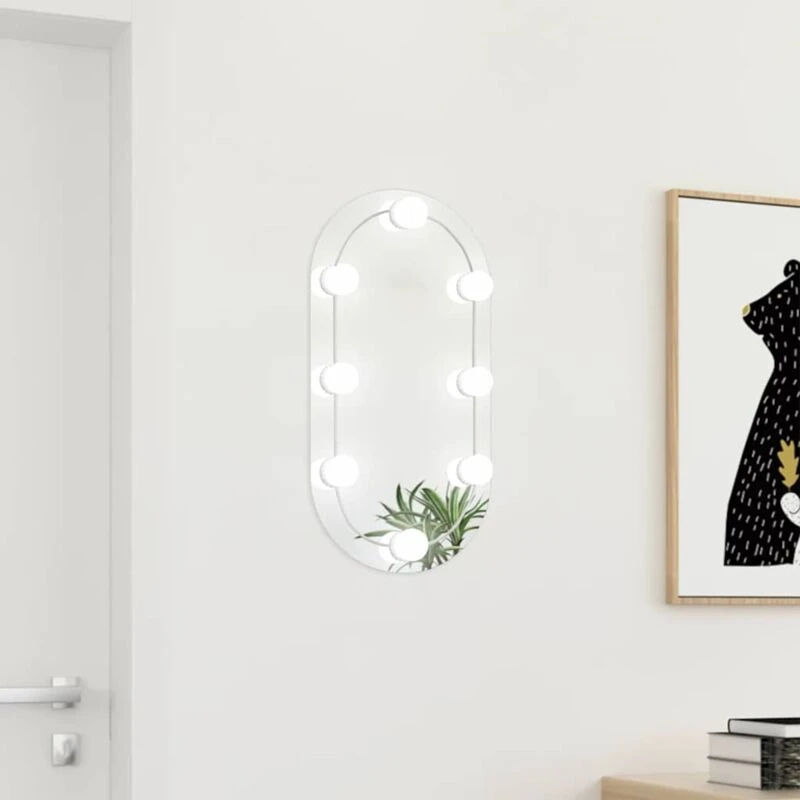 Image of VIDAXL Mirror with LED Lights 60x30cm Glass Oval Vidaxl 3102974