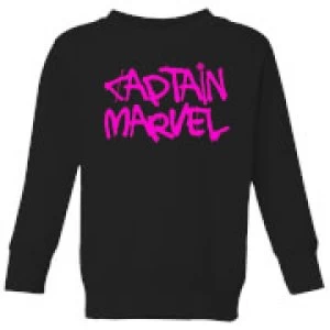 Image of Captain Marvel Spray Text Kids Sweatshirt - Black - 7-8 Years