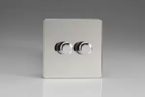 Image of Varilight 2 Gang 2 Way Push On/Off Rotary LED Dimmer 2 x 0 120W (1 10 LEDs) - JDCP252S