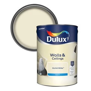 Image of Dulux Walls & Ceilings Orchid White Matt Emulsion Paint 5L