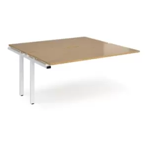 Image of Bench Desk Add On 2 Person Rectangular Desks 1600mm Oak Tops With White Frames 1600mm Depth Adapt
