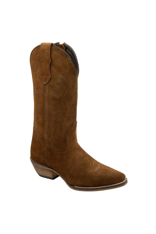 Image of Ravel Rust Suede 'Taylor' Cowboy Boots Brown female