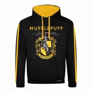 Image of Harry Potter Unisex Adult Hufflepuff Hoodie (S) (Black/Yellow)