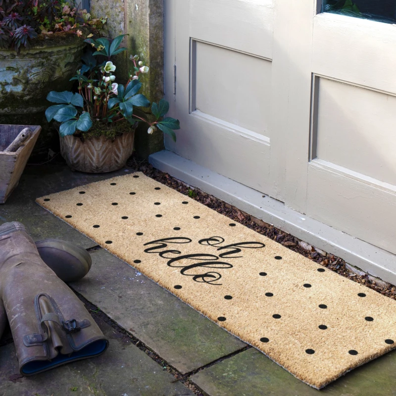 Image of Artsy Mats Oh Hello Spotty Patio Doormat Beige unisex