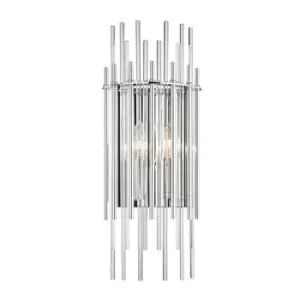 Image of Wallis 2 Light Wall Sconce Polished Nickel, Glass