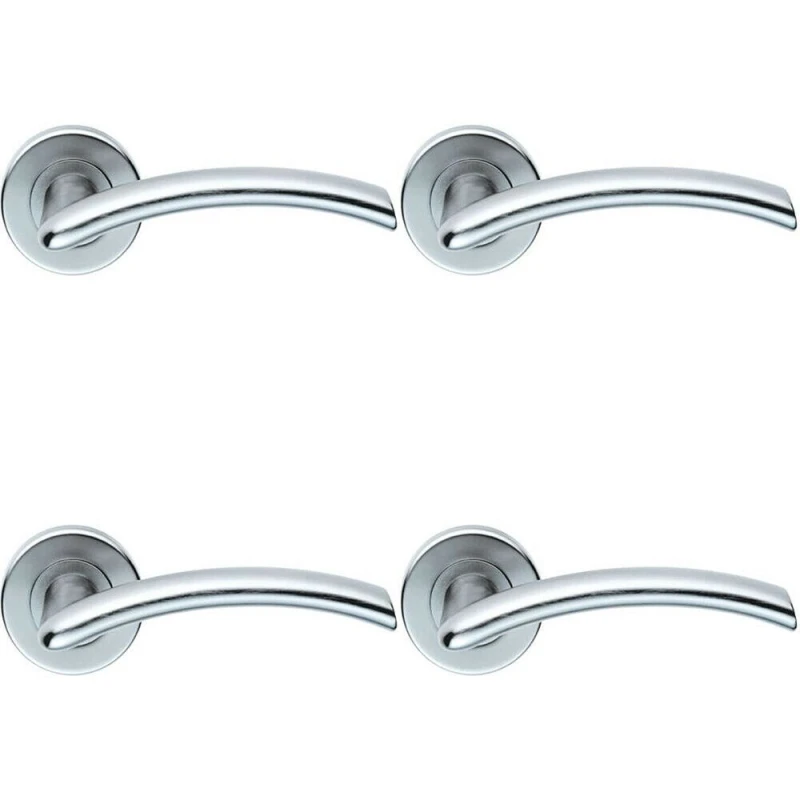 Image of Loops 4x PAIR Oval Shaped Arched Bar Handle Concealed Fix Round Rose Satin Chrome Multi
