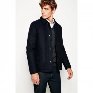 Image of Jack Wills Ashbee Single Breasted Wool Car Jacket - Navy