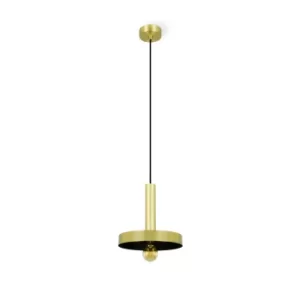 Image of Whizz 1 Light Dome Ceiling Pendant Black, Gold, E27