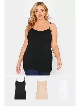 Image of Yours Cami Vest 3 Pack Black; White And Nude, Multi, Size 30-32, Women