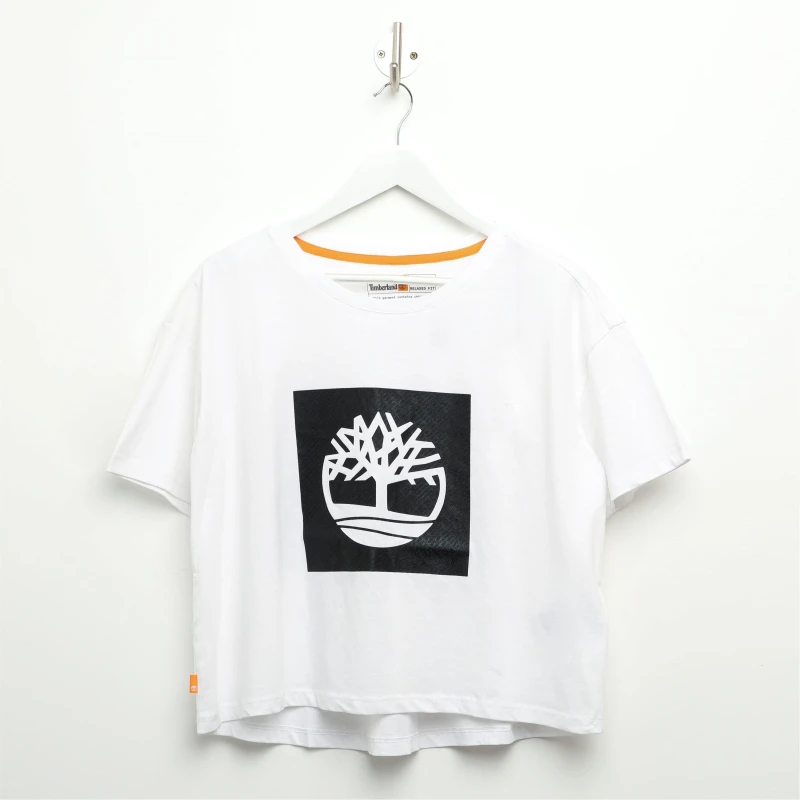 Image of Timberland Cropped Logo T-Shirt - White White 14 - 16