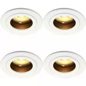 Image of 4 pack Anti-Glare Recessed Ceiling Downlight - 50W GU10 Reflector - Matt White