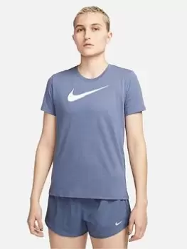 Image of Nike Swoosh Short Sleeve T-Shirt - Blue Size S, Women