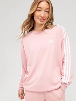 Image of adidas 3 Stripe Loungewear Sweat - Mauve Size L, Women