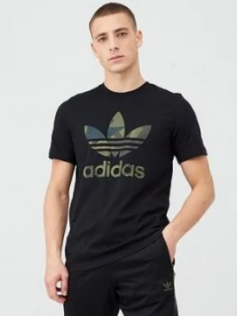 Image of adidas Originals Camo Logo T-Shirt - Black Size M Men