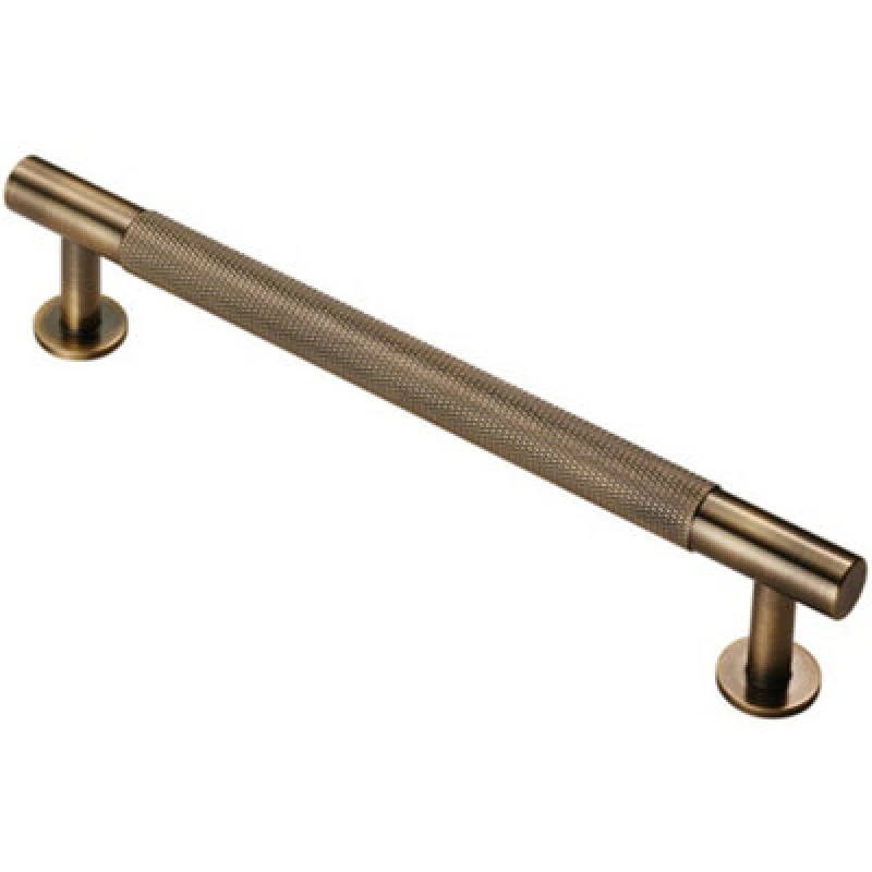 Image of Loops Knurled Bar Door Pull Handle 190 x 13mm 160mm Fixing Centres Antique Brass Metallics unisex