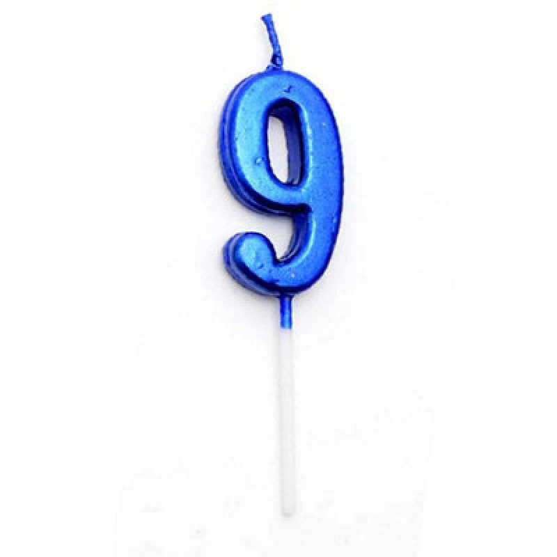 Image of Shatchi Blue 9 Number Candle Birthday Anniversary Party Cake Decorations Topper Blue unisex