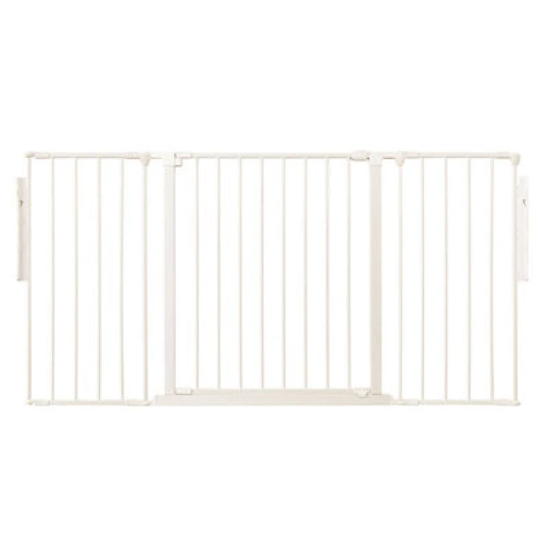 Image of Safetots Premium Multi Panel Room Divider, Up To 148Cm Wide, White, 70Cm Tall, Flexible Barrier With Door For Baby And Toddler