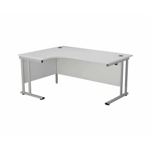 Image of TC Office Start Silver Cantilever Frame Left Hand Crescent Desk 1800x1200mm, White
