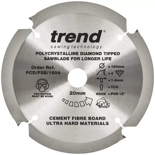 Image of Trend Cement Fibreboard PCD Cutting Saw Blade 160mm 4T 20mm