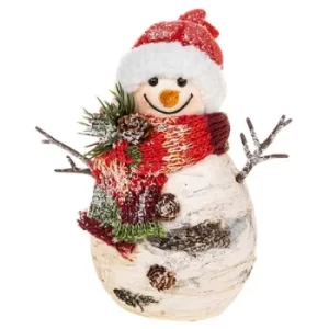 Image of Xmas Birch Fat Snowman Red Hat