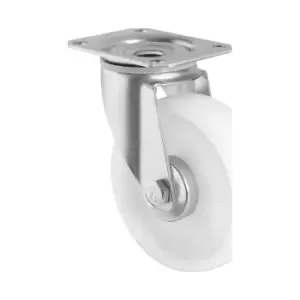 Image of EUROKRAFTbasic Nylon tyres, white, wheel Ø x width 125 x 38 mm, mounting plate, 2+ items, swivel castor