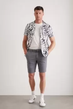 Image of Grey Pleat Front Fine Twill Shorts