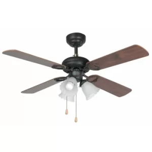 Image of Lisboa 3 Light Small Ceiling Fan Wood, Dark Brown with Light, E27