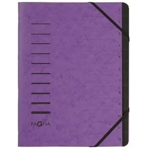 Image of Pagna Pro A4 12 Compartment Sorting File Purple Pack of 5 4005910