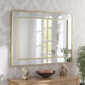Image of Yearn Mirrors Yearn Framed Soft Brass Bevelled Wall Mirror 70 x 95Cms