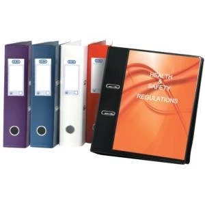 Image of Original Elba A4 Lever Arch File with Front Pocket PVC 2 Ring 70mm White Pack of 10