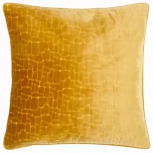 Image of Bloomsbury Geometric Cut Velvet Piped Edge Cushion Cover, Mustard, 50 x 50 Cm - Paoletti