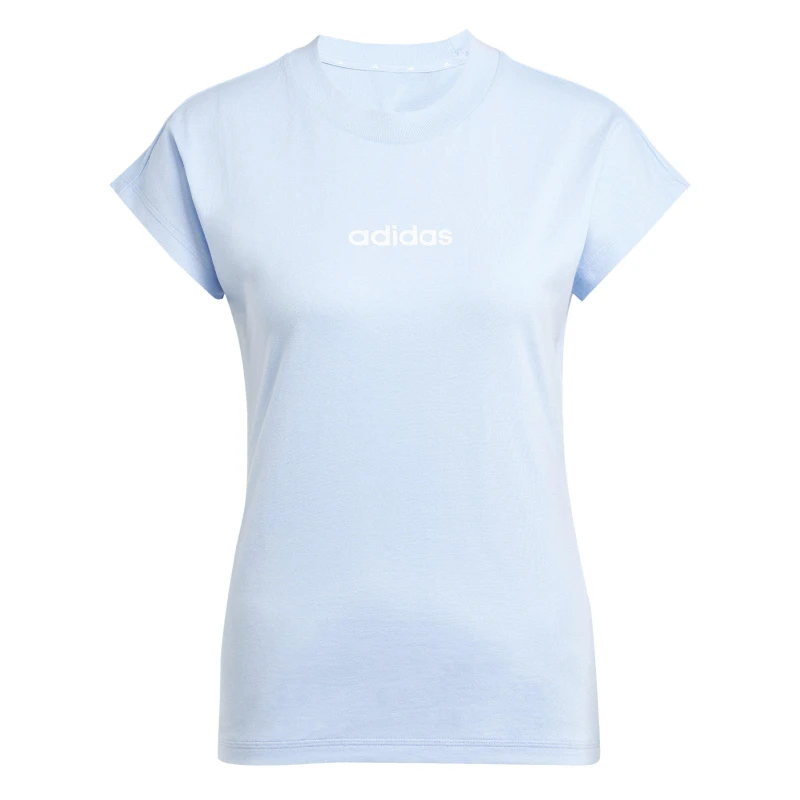 Image of adidas Essentials Linear Cotton T-Shirt Womens Glow Blue female S (8-10)
