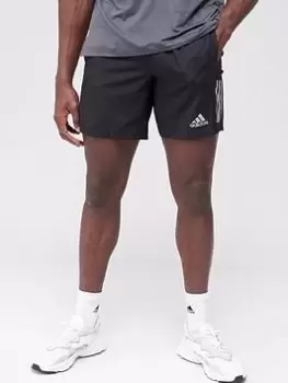 Image of adidas Own The Run Shorts - Black/Silver, Black/Reflective Silver, Size S, Men