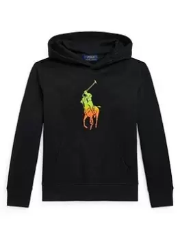 Image of Ralph Lauren Boys Large Colour Pony Hoodie - Black, Size 8-10 Years=M