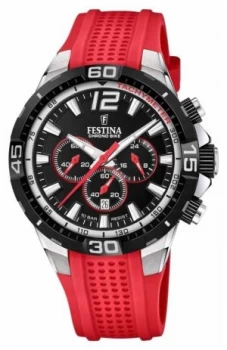 Image of Festina Chrono Bike 2020 Black Dial Red Strap F20523/7 Watch
