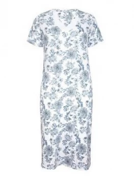 Image of Evans Blue Floral Long Night Dress