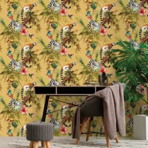 Image of Dutch Wallcoverings - Wallpaper Lemur Ochre