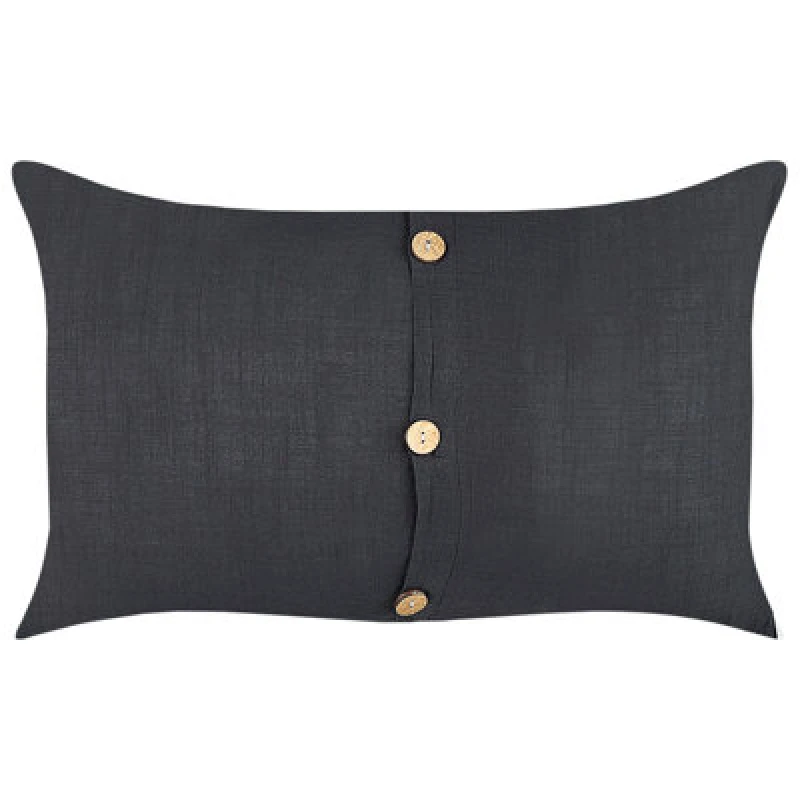 Image of Beliani Set Of 2 Decorative Cushions Banori Linen 30 X 50 Cm Black Solid