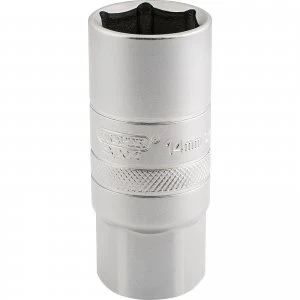 Image of Draper 1/2" Drive Satin Chrome Hexagon Spark Plug Socket 3/8" 14mm