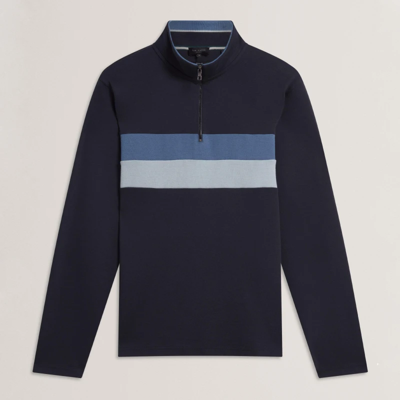 Image of Ted Baker Mens 1/4 Zip Fleece Navy male XS (1)