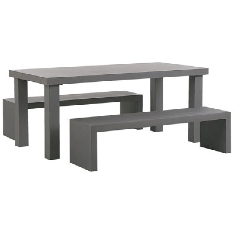 Image of BELIANI Garden Dining Set with Benches 4 Seater TARANTO Concrete Grey 216794