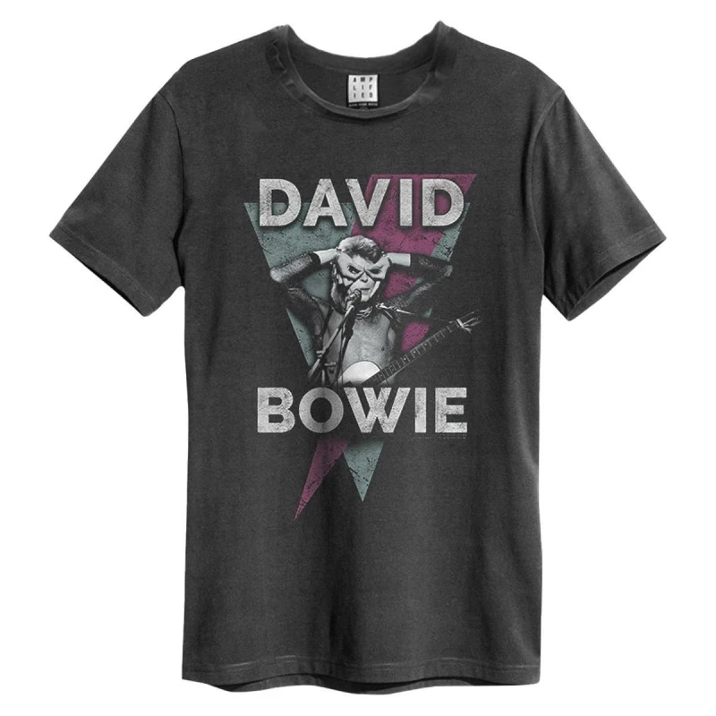 Image of Amplified Amplified Men Look Into My Eyes David Bowie T-Shirt in Charcoal Size: Small Charcoal S Male 5063470345434