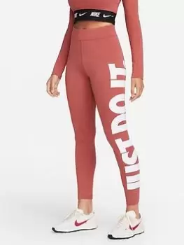 Image of Nike NSW Essential Just Do It Legging - Rust , Rust, Size L, Women